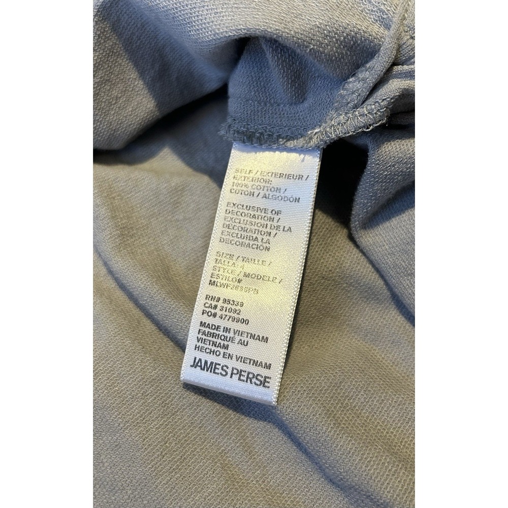 James Perse Polo Shirt Palm Tree Embroidered French Terry Cotton Gray Mens XL - Picture 7 of 9